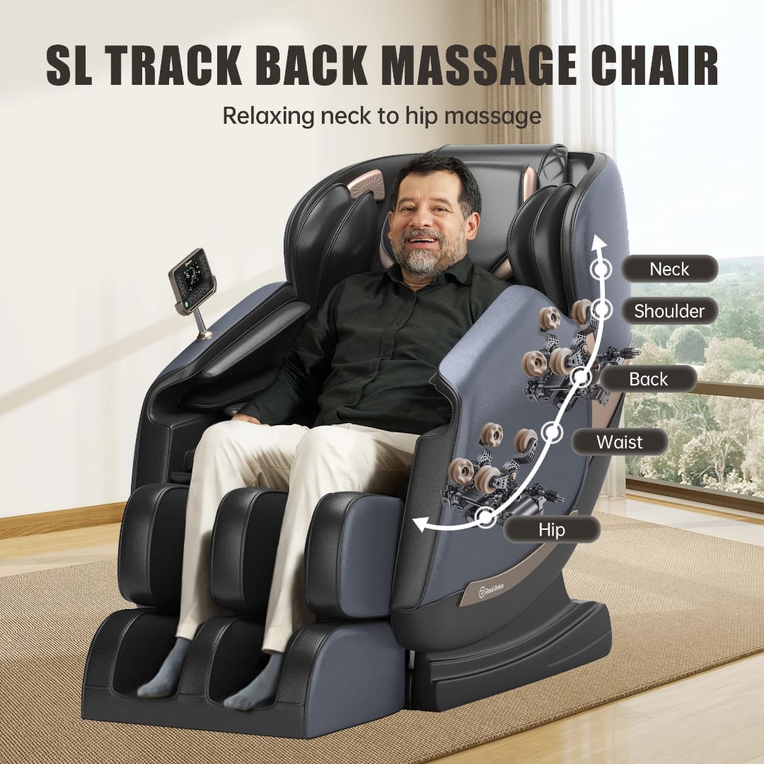 Full Body Electric Massage Chair – Full Recliner Real Leather Ergonomic Recliner - View 3 - Tessla Equipment Store